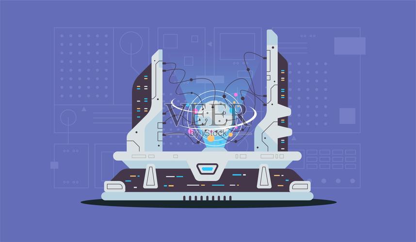 量子計算機.軟件開發和編程.矢量插圖網站